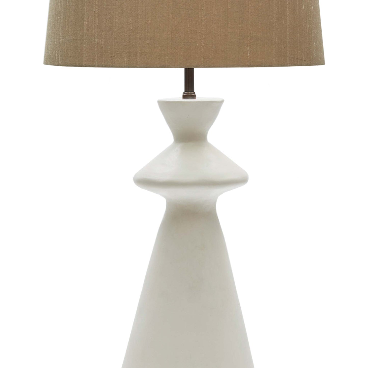 Close up of white jesmonite plaster abstract style lamp base