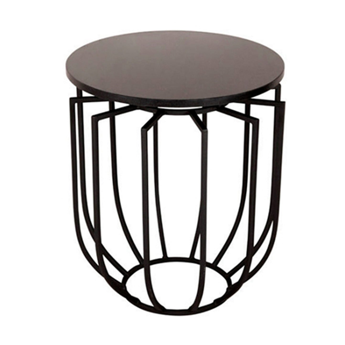 Modern end table for living room with black stone top