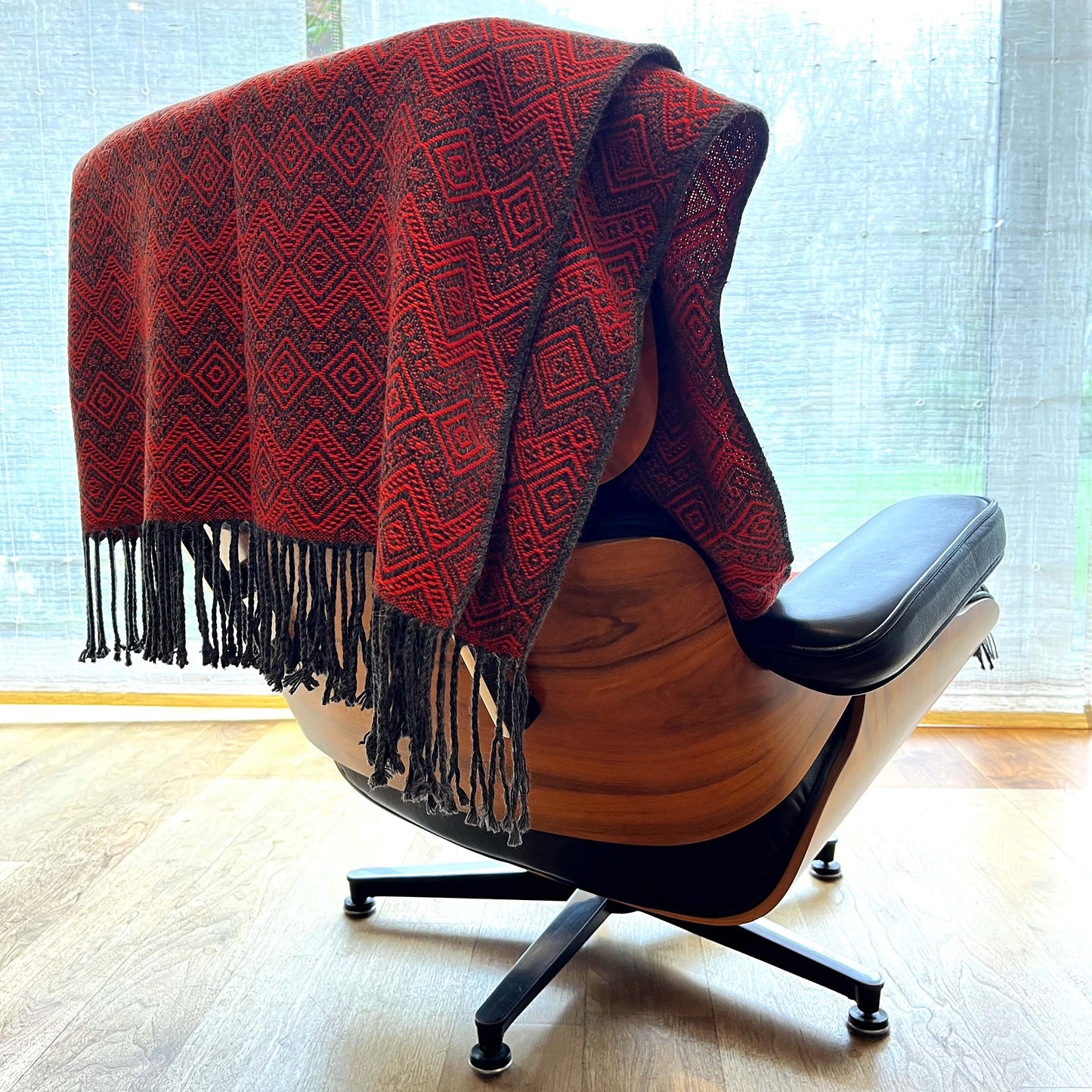 Dark Grey & Burnt Orange Peruvian Alpaca Throw