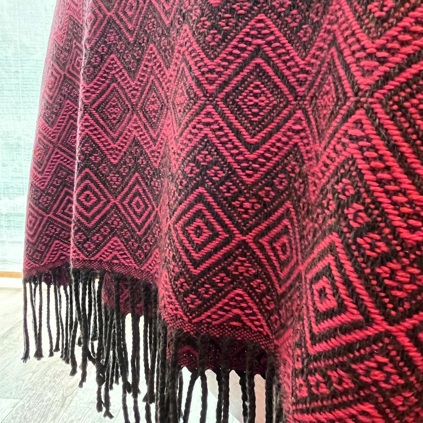 Dark Grey & Fuchsia Pink Peruvian Alpaca Wool Throw