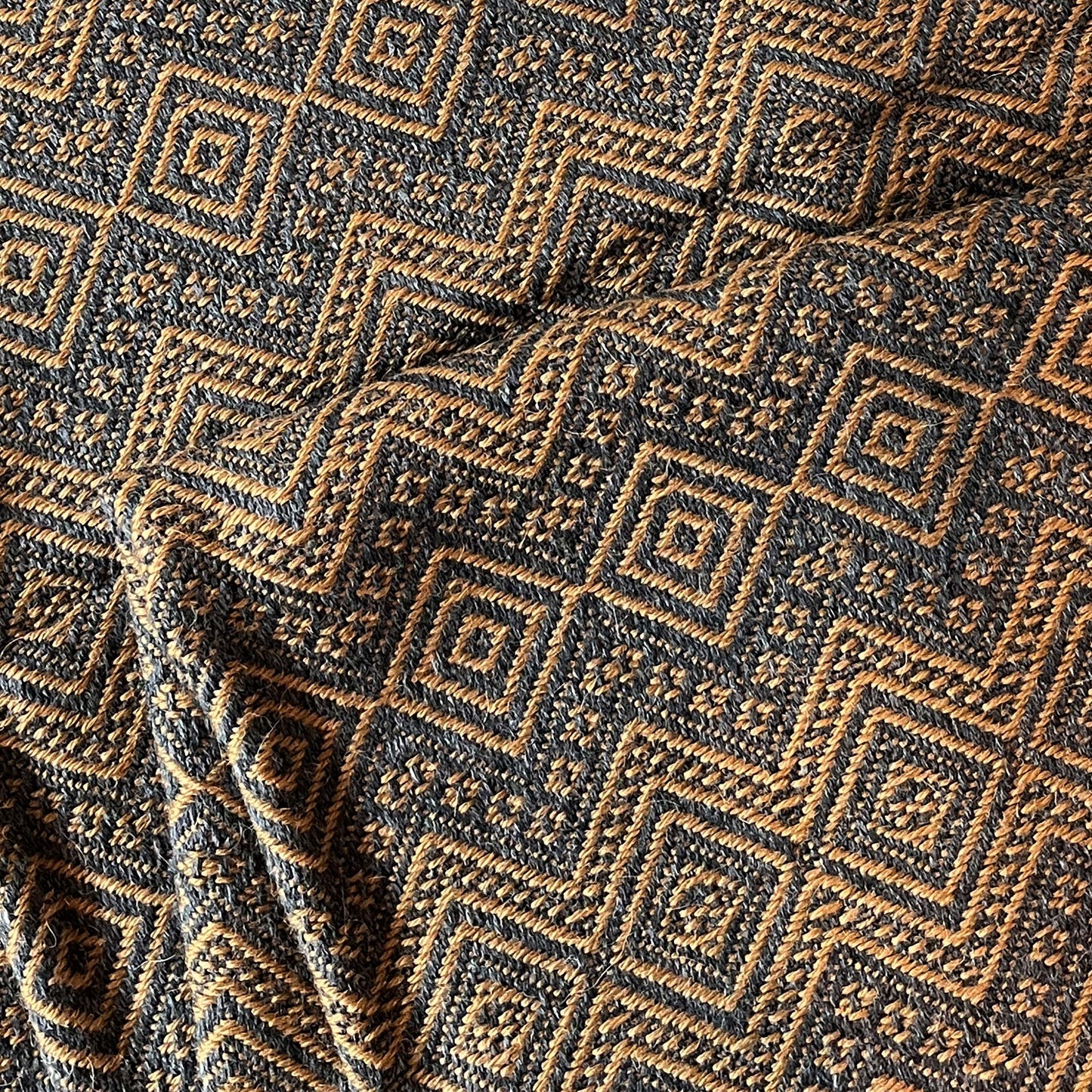 Dark Grey & Antique Gold Peruvian Alpaca Wool Throw