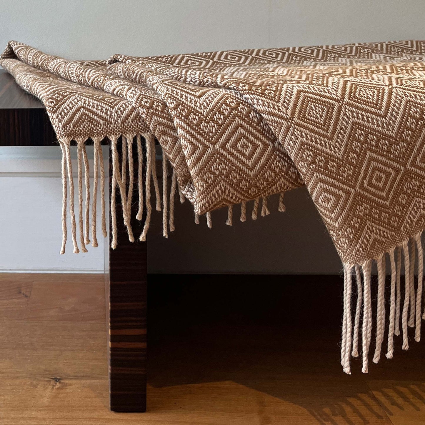 Cream & Camel Peruvian Alpaca Wool Throw