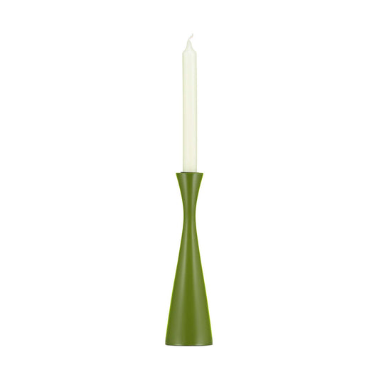 Olive Green Wooden Candlestick (Tall)