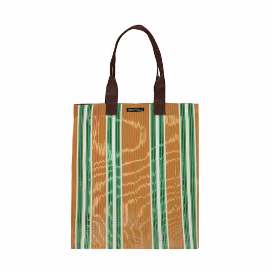 Woven Market Shopper in Spanish Orange & Grass Green