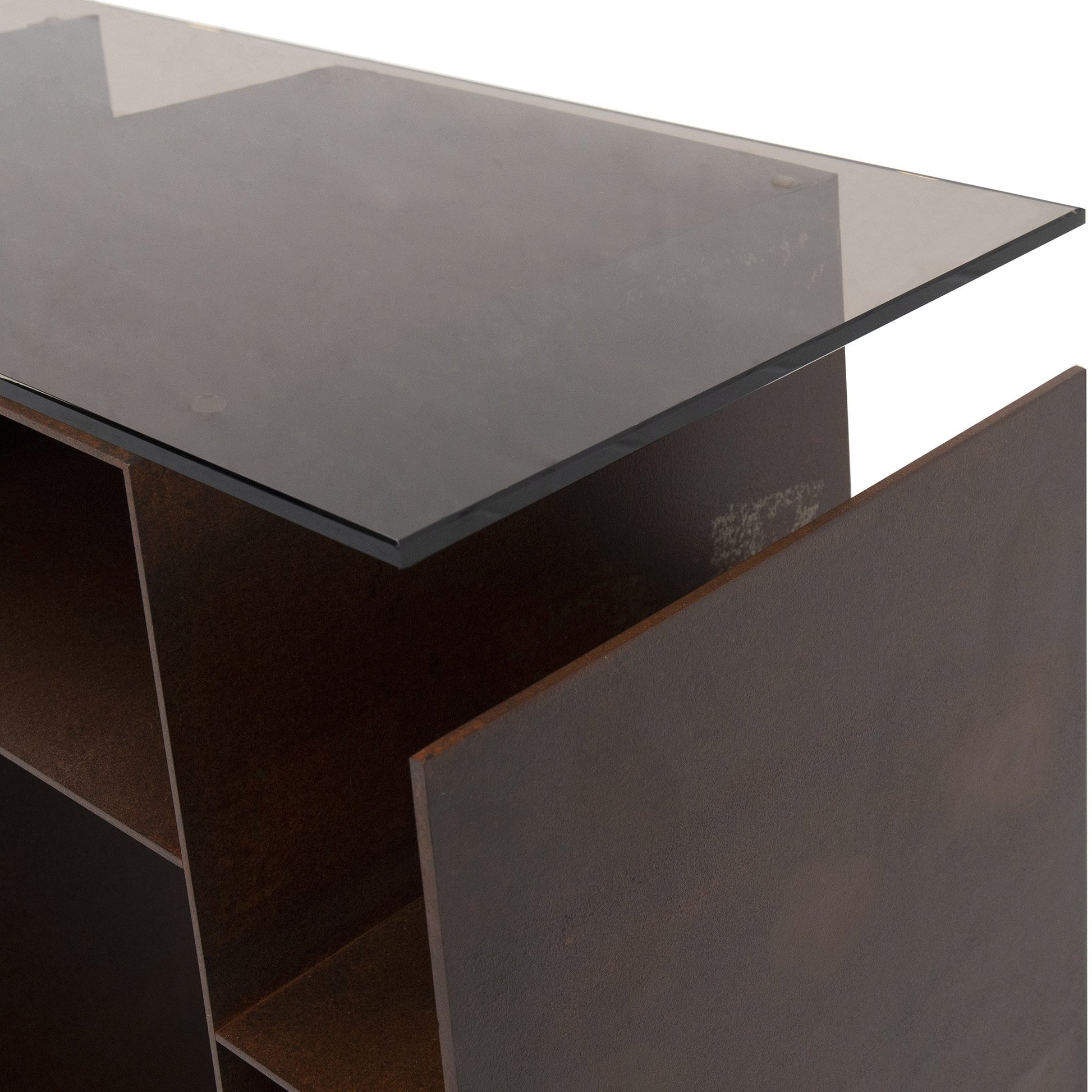 Bronze glass console table Inspired by the Beijing skyline side detail