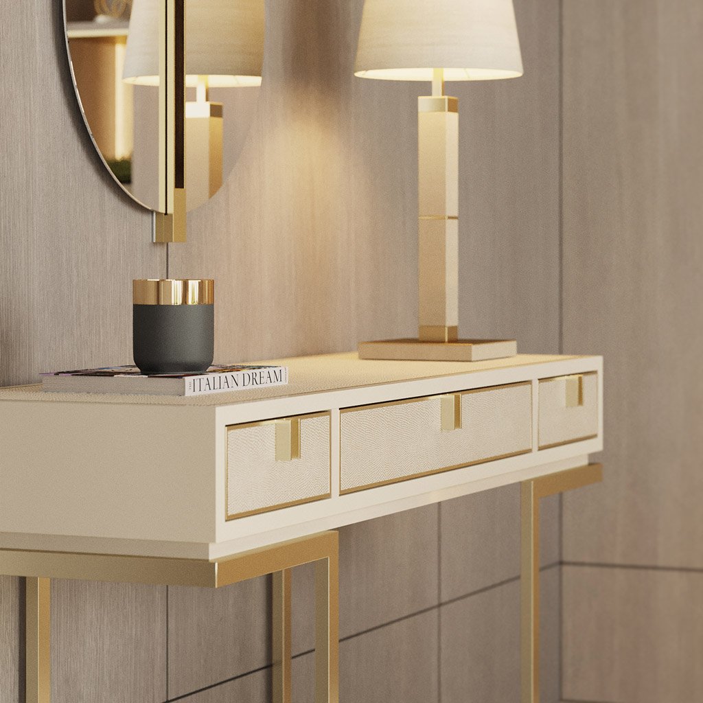 Elegant contemporary console table in luxury home