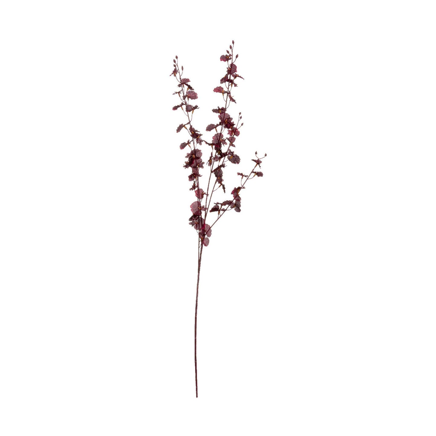 Deep burgundy faux orchid single stem