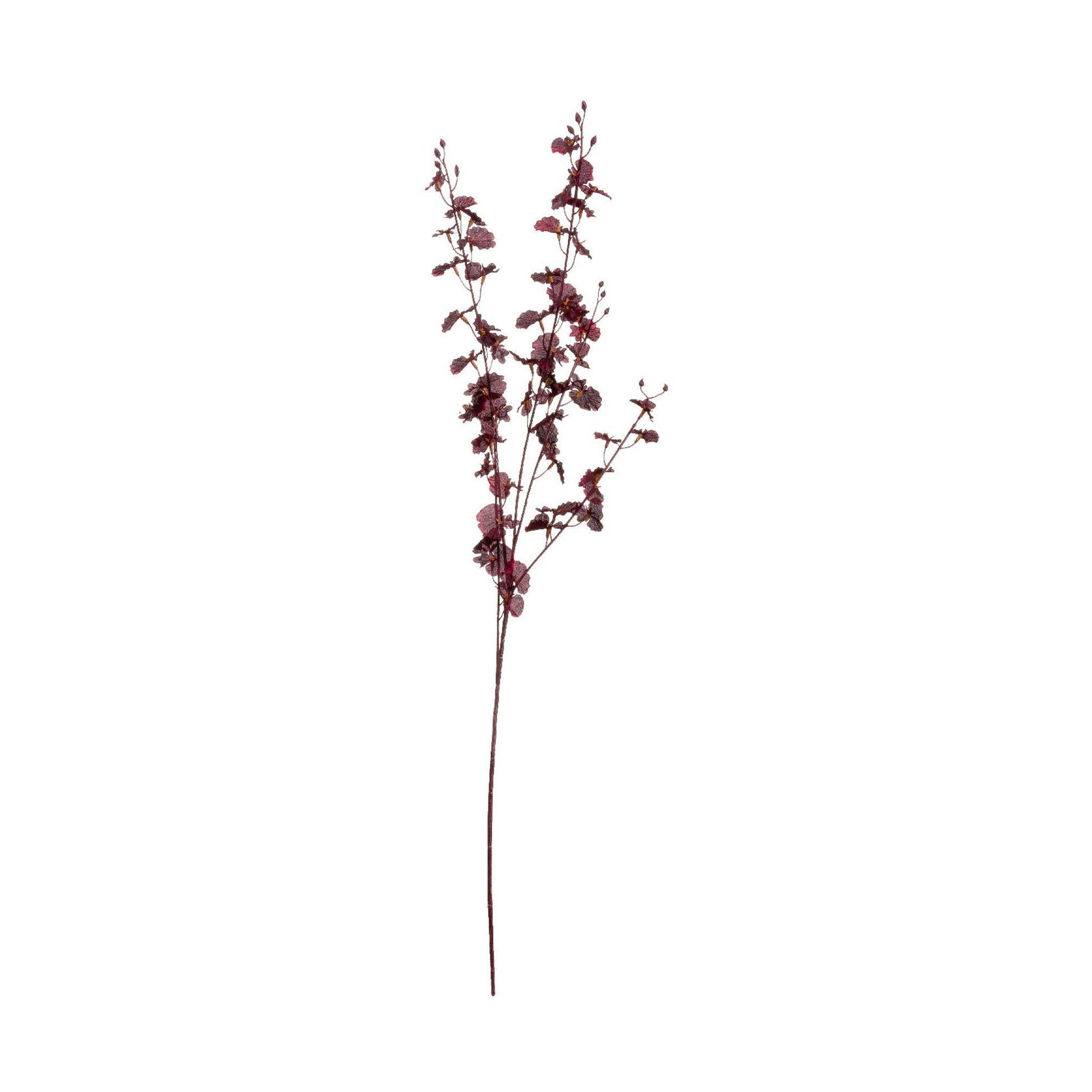 Deep burgundy faux orchid single stem