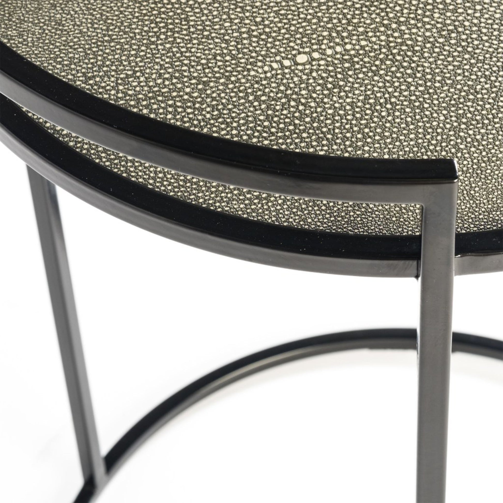 Side detail of Tall round Designer cocktail table