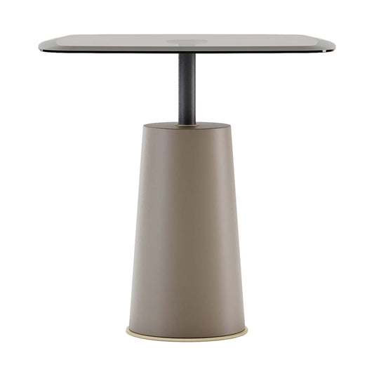 Modern smoked glass accent table on pedestal