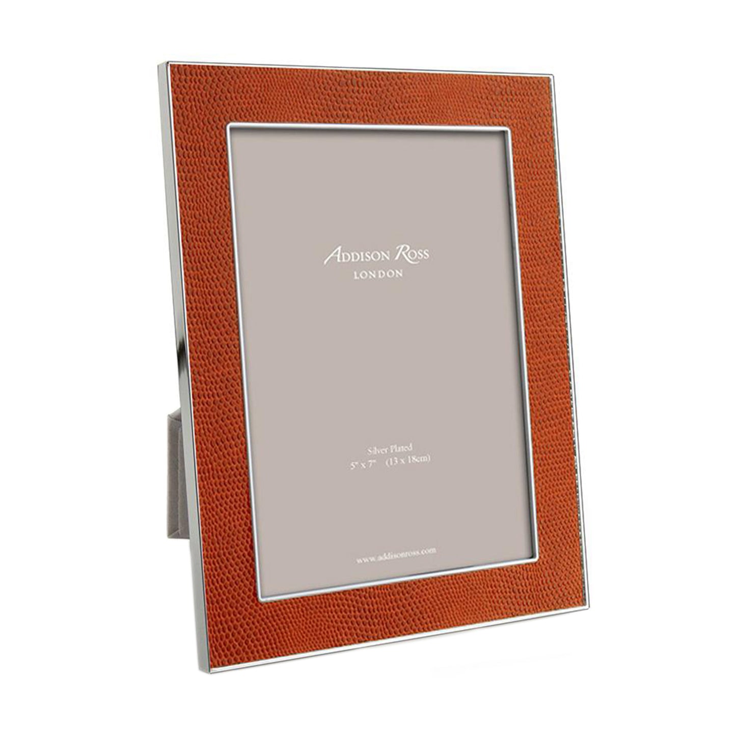 Orange faux snake textured leather and silver photo frame