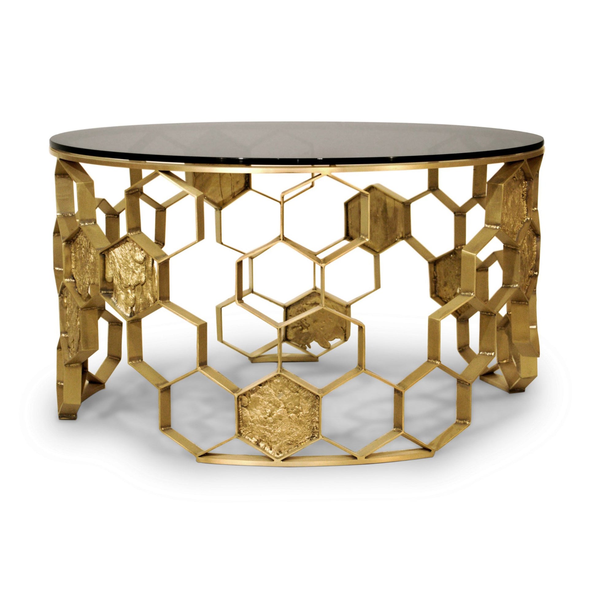 Stylist glass top gold coffee table