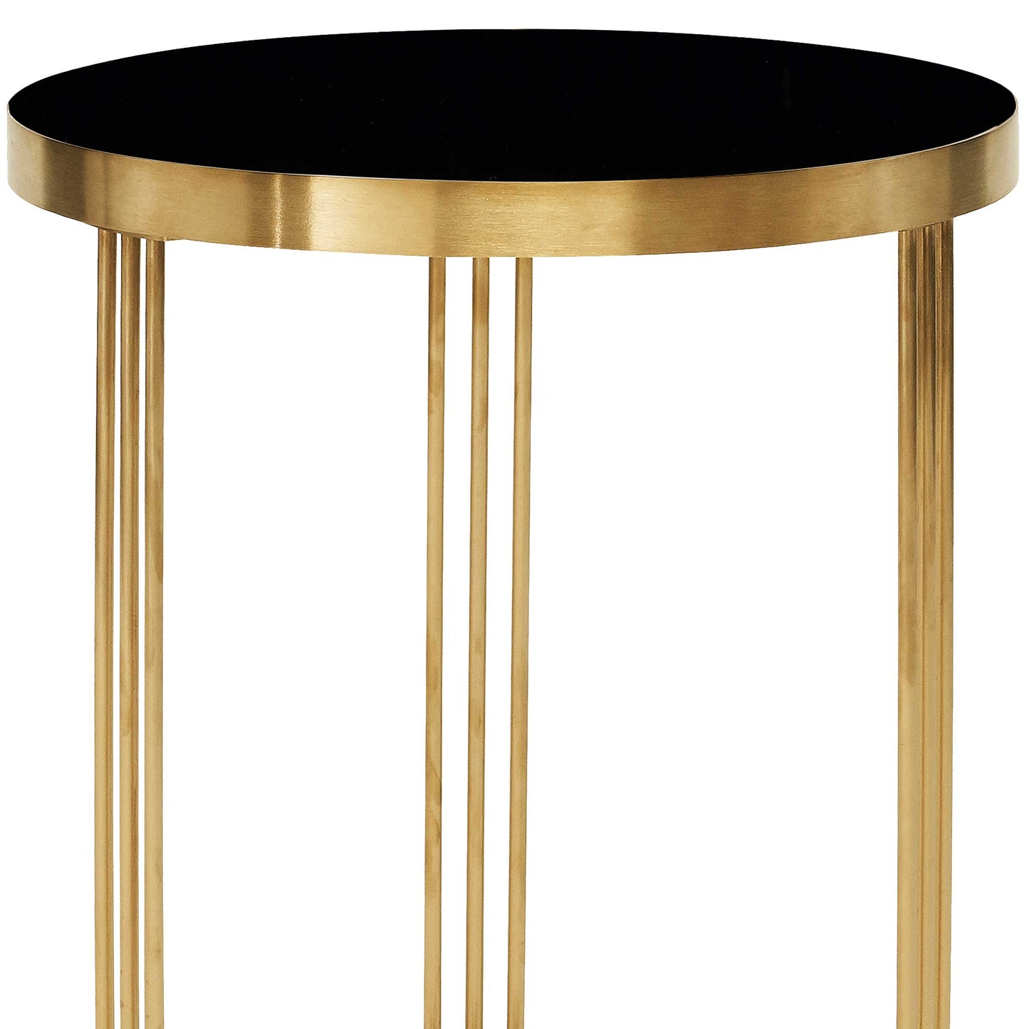 Gold small side table with black top