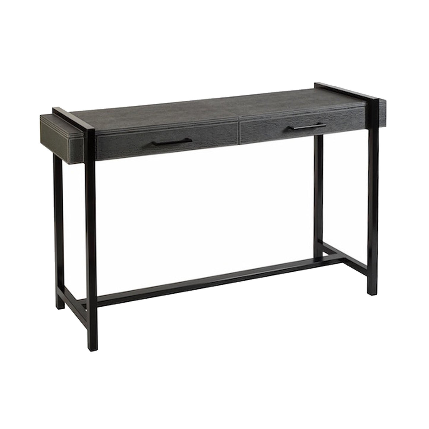 Modern Leather Console Table with drawers side view