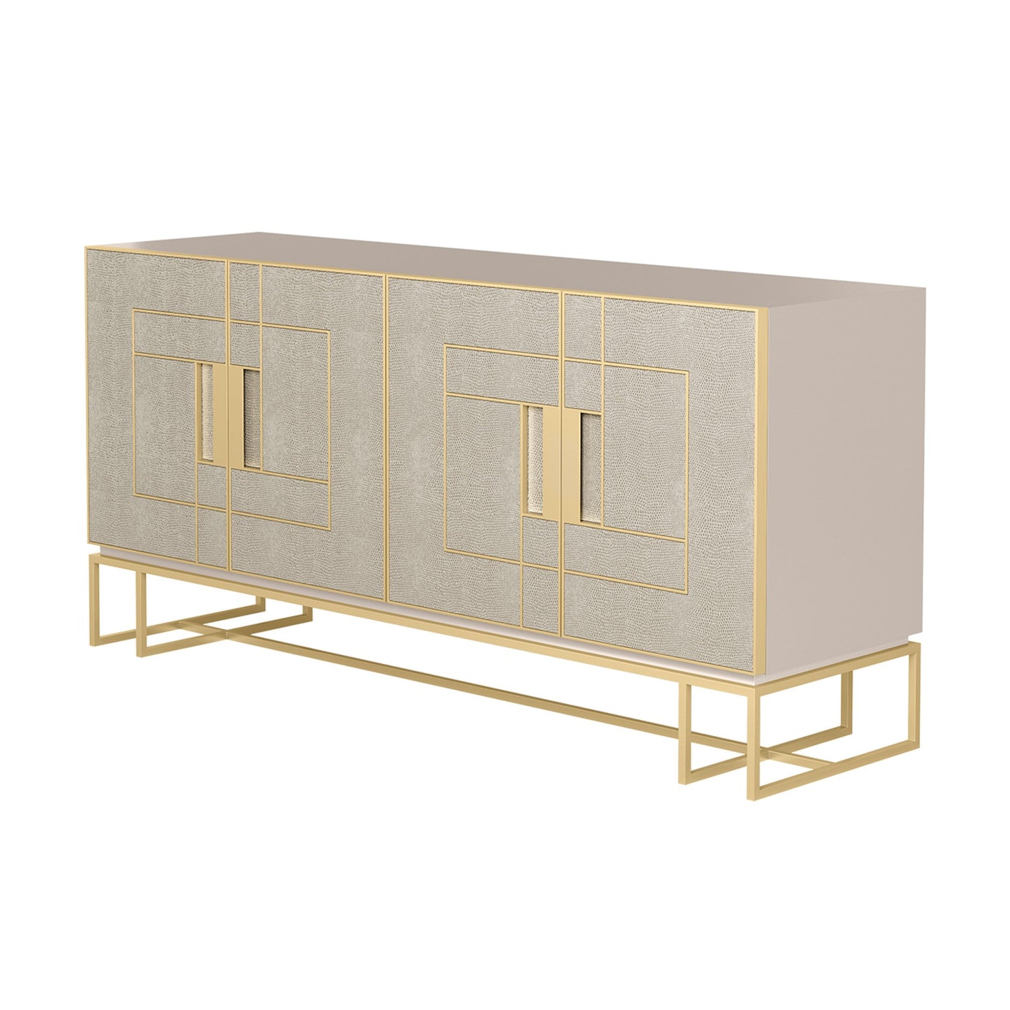 side view of Luxury Leather and brass sideboard