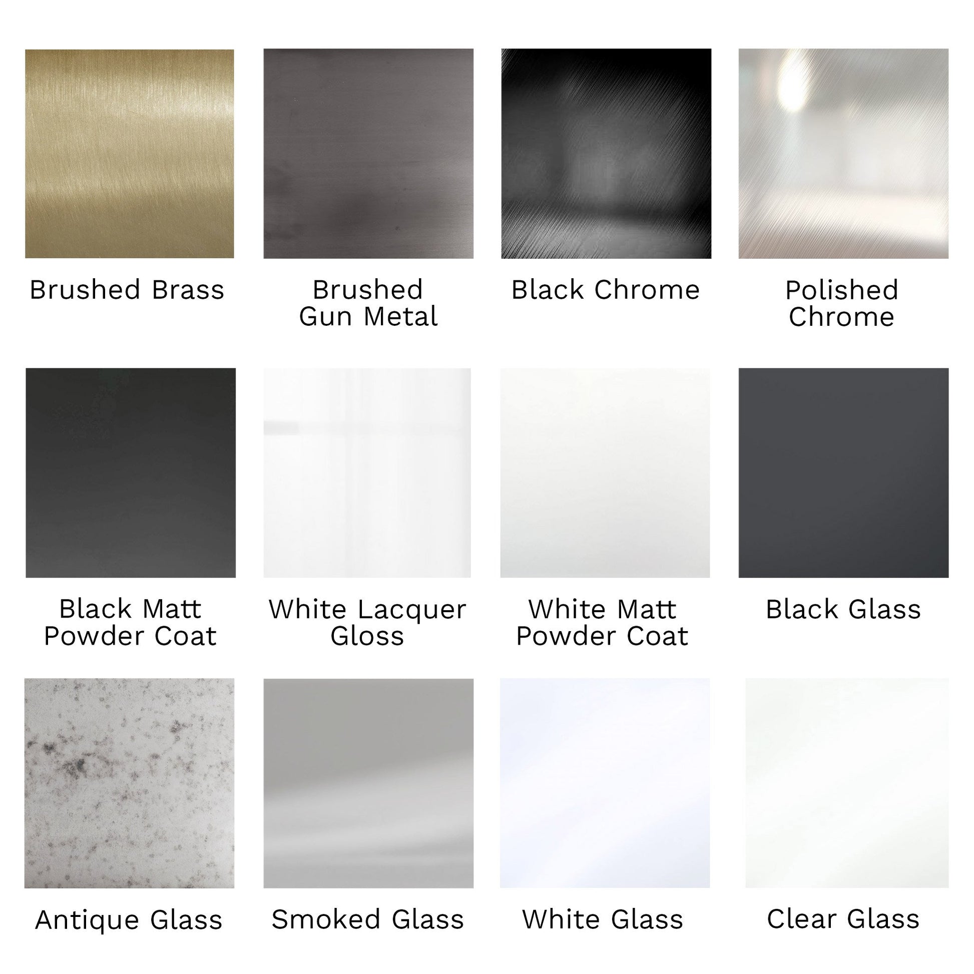 Metal and glass finishes for Finn collection