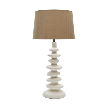 White jesmonite plaster stacked abstract style lamp base 