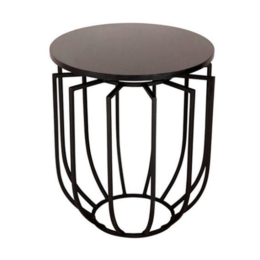 Modern end table for living room with black stone top