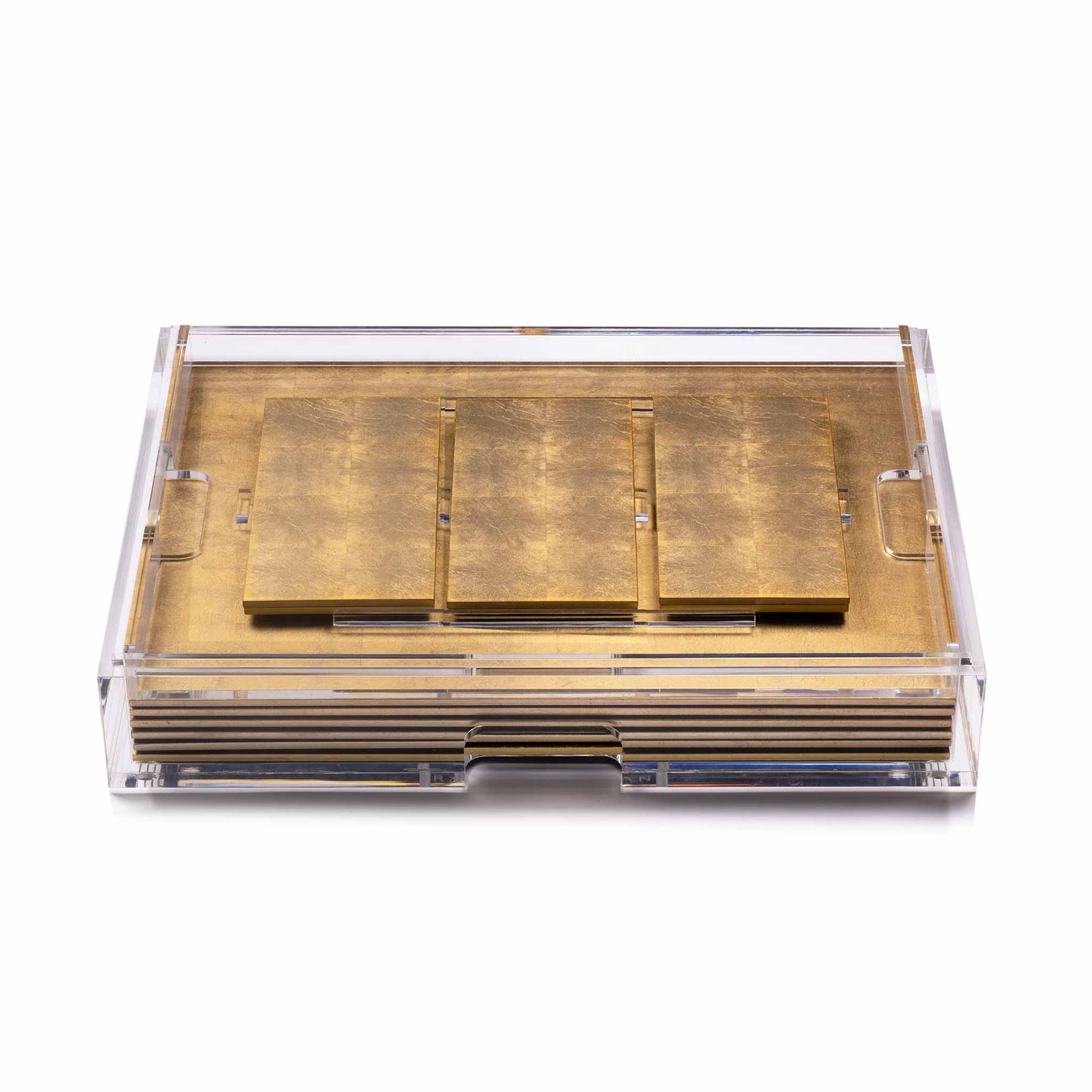 Placemat & Double Coaster Clear Box Set in Matte Gold x 6