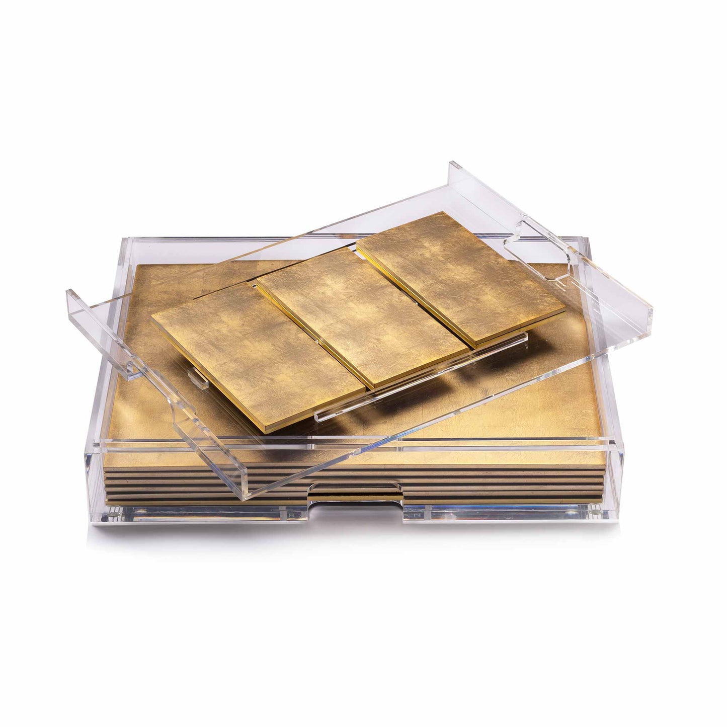 Placemat & Double Coaster Clear Box Set in Matte Gold x 6