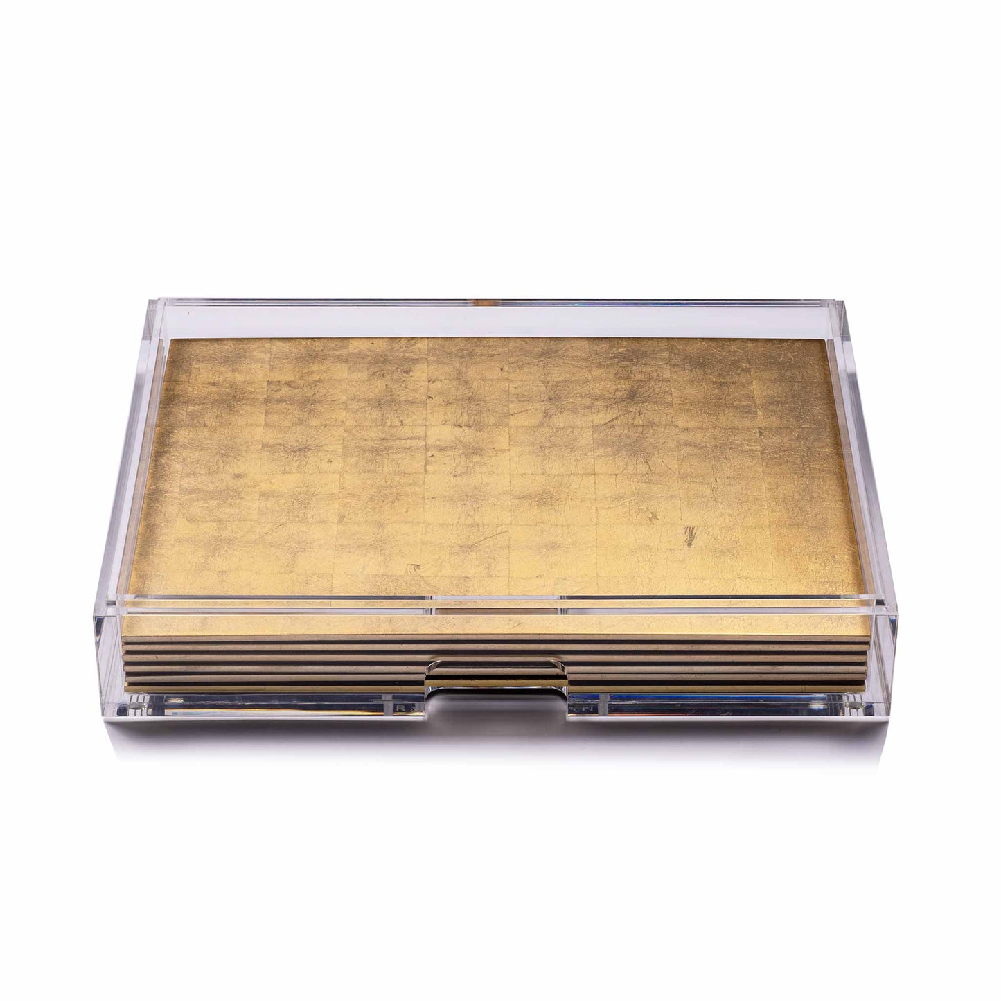 Placemat & Double Coaster Clear Box Set in Matte Gold x 6