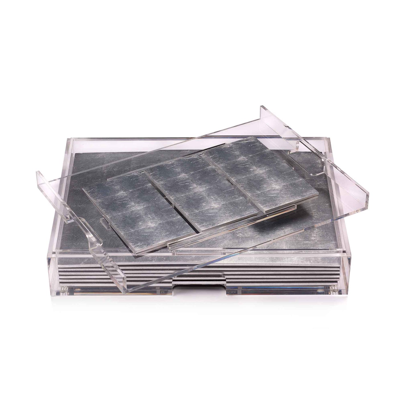 Placemat & Double Coaster Clear Box Set in Silver x 6