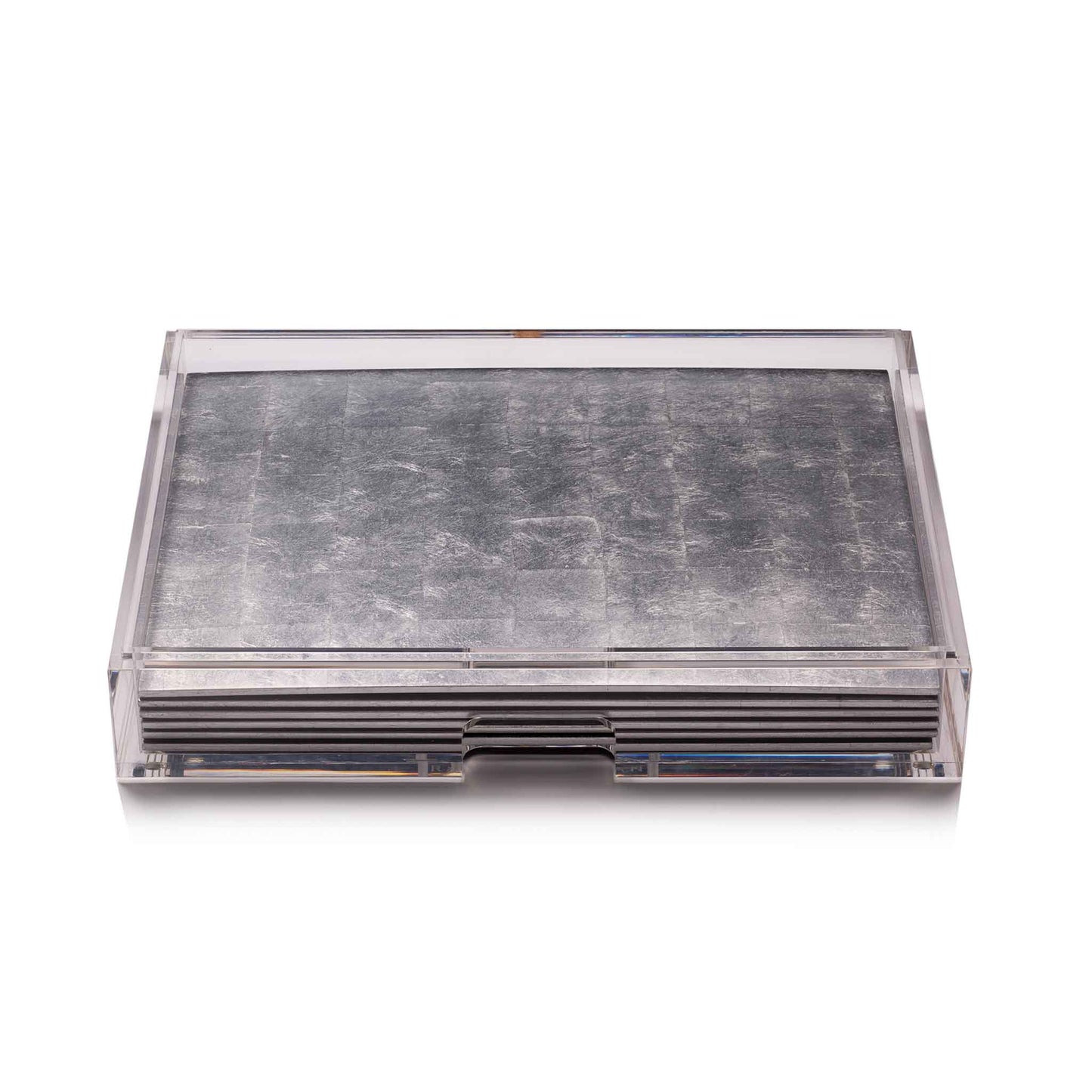 Placemat & Double Coaster Clear Box Set in Silver x 6