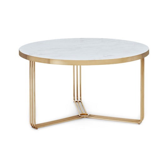 Round pale stone coffee table