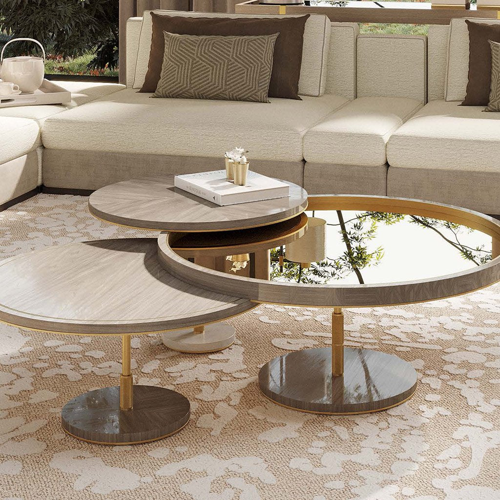 Luxury round stone coffee table in luxury home