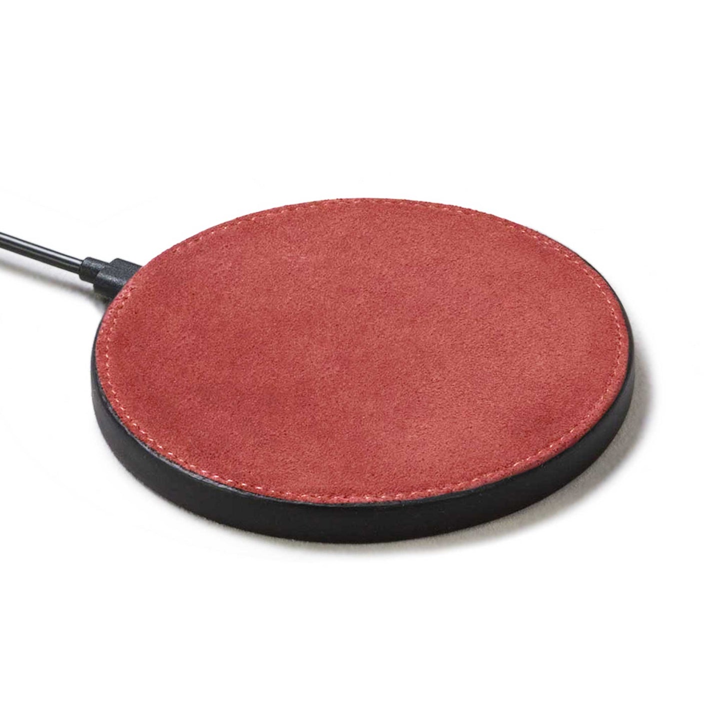 Spot Wireless Leather Round Charger in Papaya