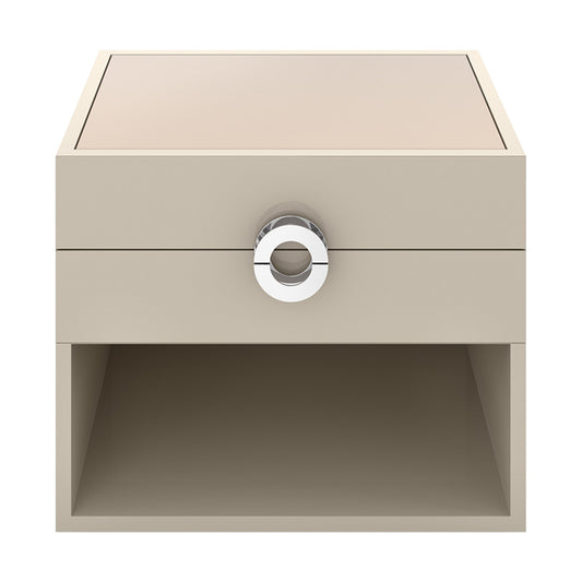 Minimal style gloss lacquered bedside table with mirror inlay top