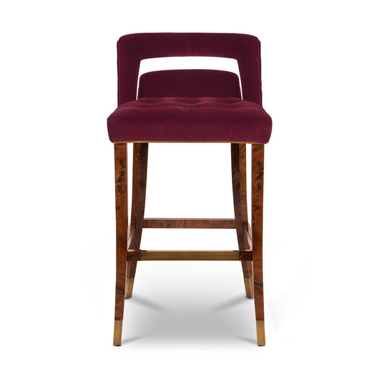 front of Velvet upholstered bar stools